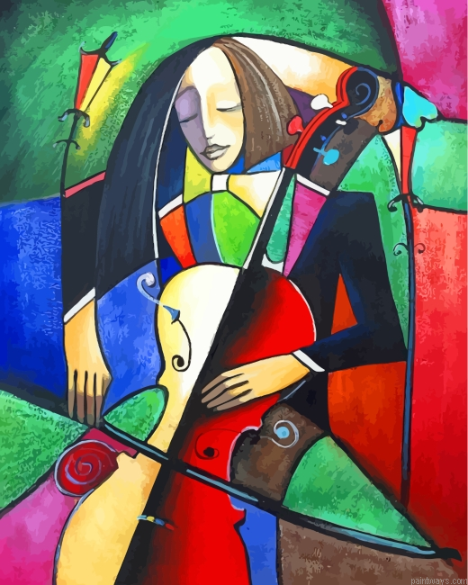 Abstract Cello Player Painting By Numbers.png