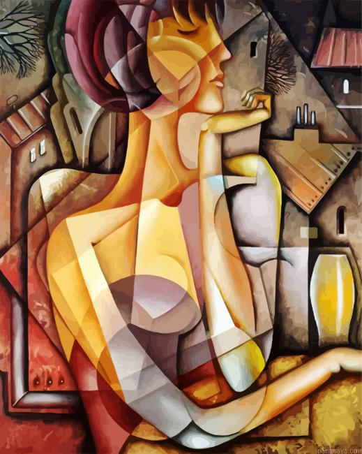 Abstract Cubism Lady Painting By Numberss.png