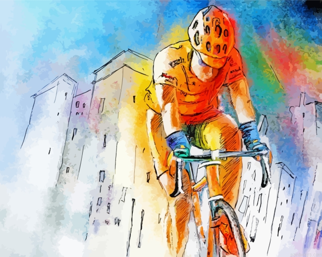 Abstract Cyclist Art Painting By Numberss.png
