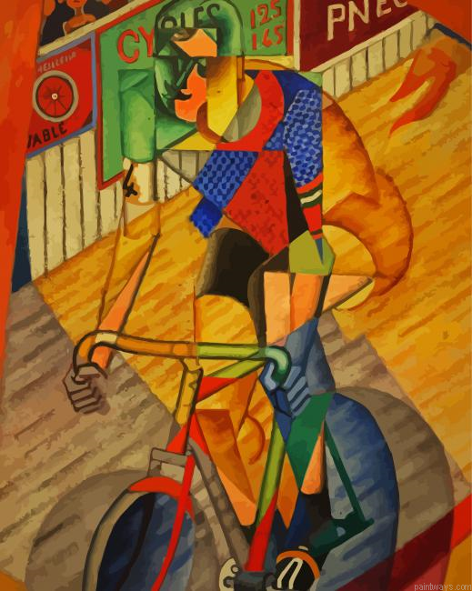 Abstract Cyclist Man Painting By Numberss.png