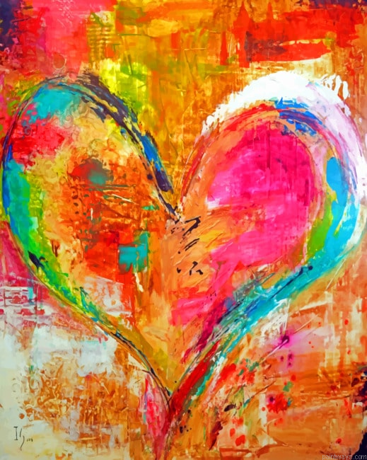Abstract Heart Colorful Painting By Numberss.png
