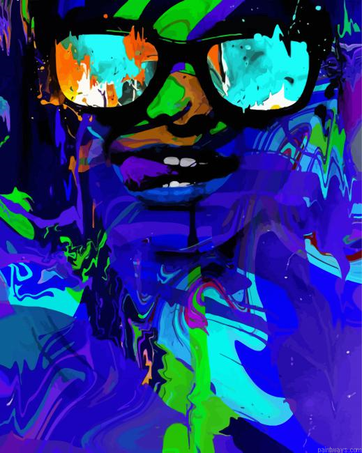 Abstract Lady With Glasses Painting By Numberss.png
