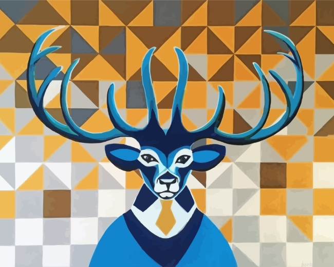 Abstract Mr Deer Painting By Numberss.png