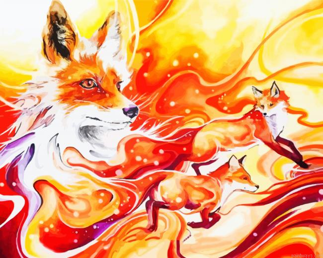 Abstract Orange Fox Painting By Numberss.png