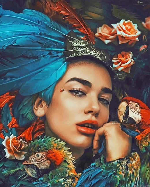 Abstract Parrot Woman New Painting By Numberss.png