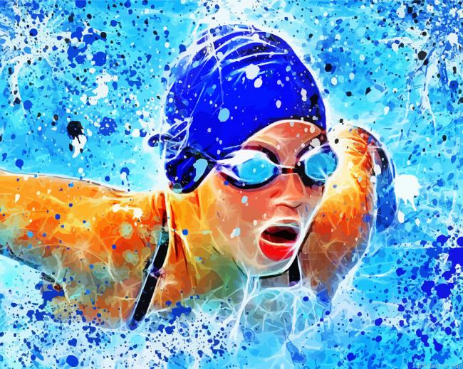 Abstract Swimmer Painting By Numberss.png