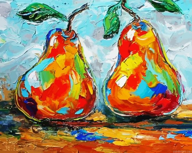 Abstract Three Pears Painting By Numberss.png