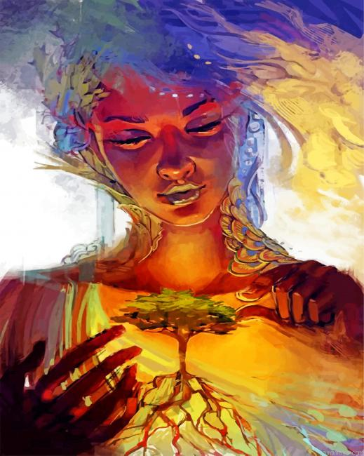 Abstract Woman Painting By Numbers.png