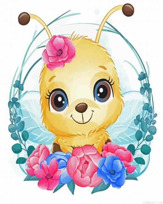Adorable Bee Insect Painting By Numberss.png