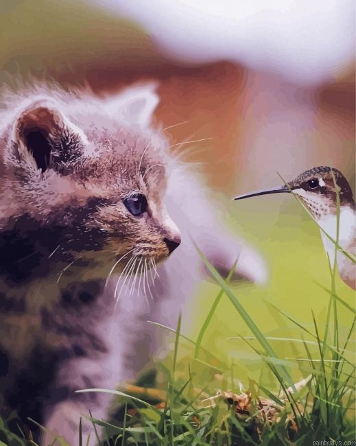 Adorable Cat And Hummingbird Painting By Numberss.png