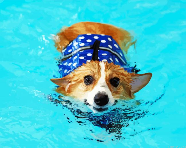 Adorable Dog In Water Painting By Numberss.png