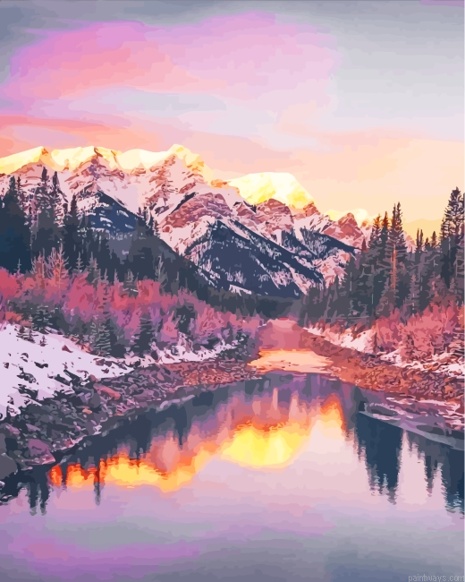 Aesthetic Alberta Snowy Mountains Painting By Numberss.png