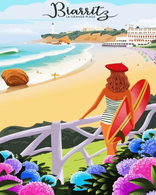 Aesthetic Biarritz Beach Painting By Numberss.png