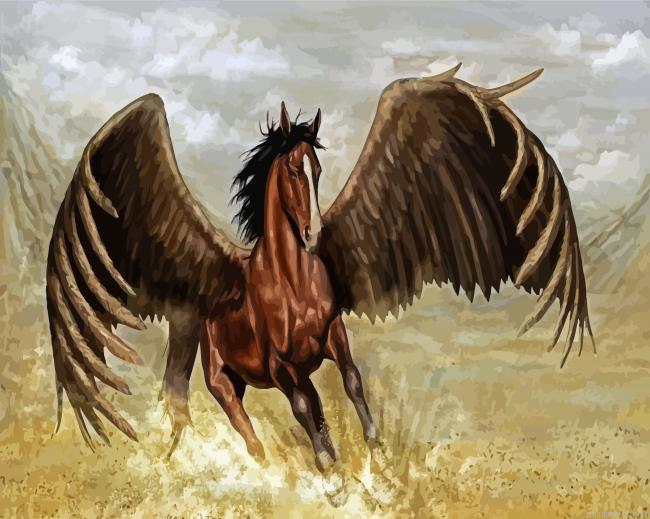 Aesthetic Brown Pegasus Painting By Numberss.png