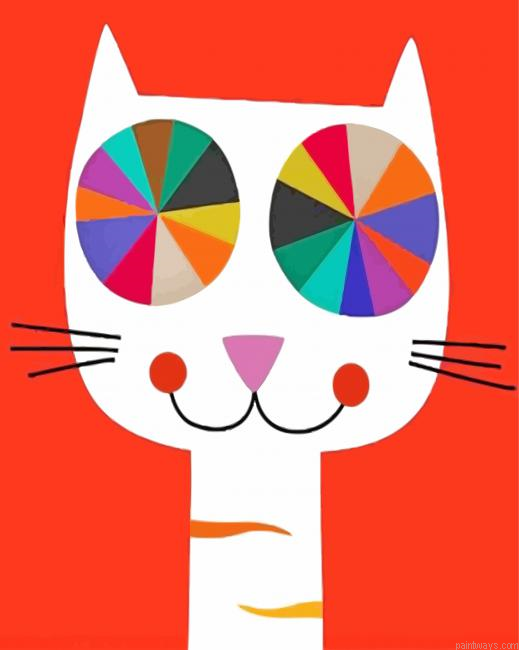 Aesthetic Colorful Cat Painting By Numberss.png