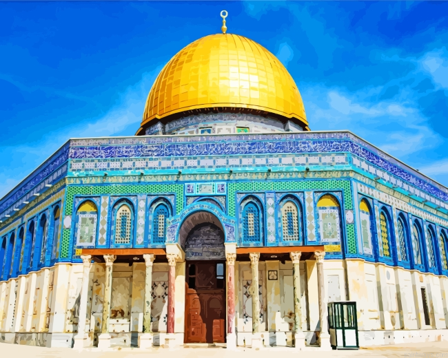 Aesthetic Dome Of The Rock Painting By Numberss.png