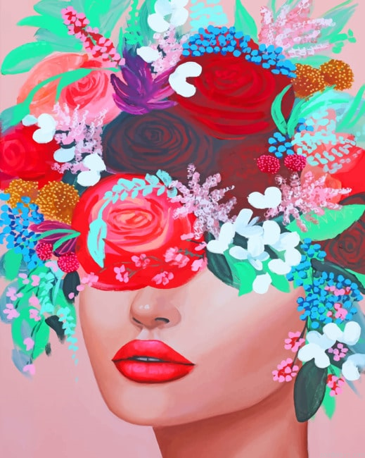 Aesthetic Floral Girl Artworks Painting By Numberss.png