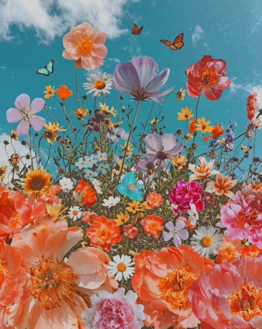 Aesthetic Flowers Painting By Numberss.png