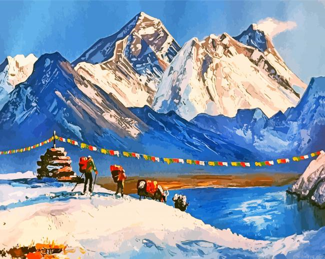 Aesthetic Himalayas Mountains Painting By Numberss.png