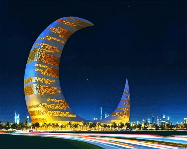 Aesthetic Moon Tower Painting By Numberss.png