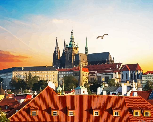Aesthetic Prague Castle Painting By Numberss.png