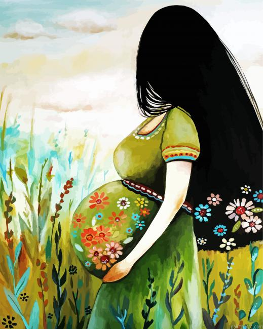 Aesthetic Pregnant Woman Art Painting By Numberss.png