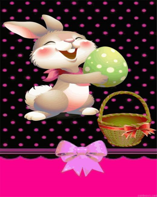 Aesthetic Rabbit And Egg Painting By Numberss.png