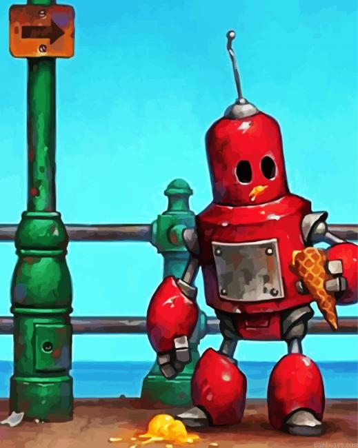 Aesthetic Red Robot Painting By Numberss.png