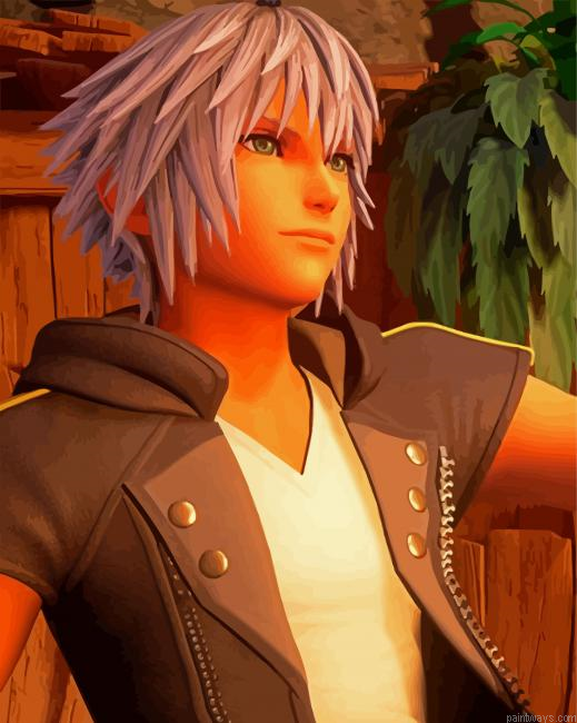 Aesthetic Riku Character Painting By Numberss.png