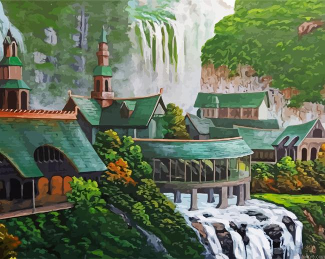 Aesthetic Rivendell Landscape Painting By Numberss.png