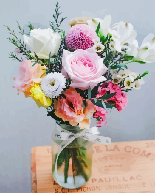 Aesthetic Roses In Jar Painting By Numberss.png