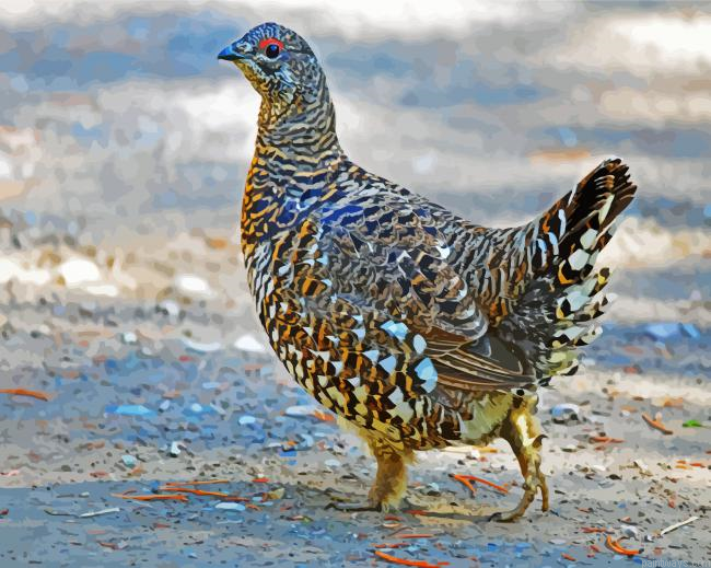 Aesthetic Ruffed Grouse Painting By Numberss.png