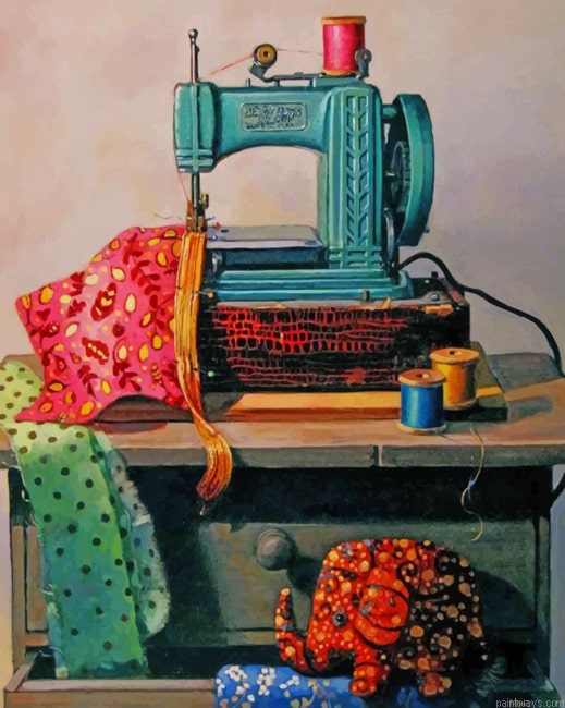 Aesthetic Sewing Machine Painting By Numberss.png