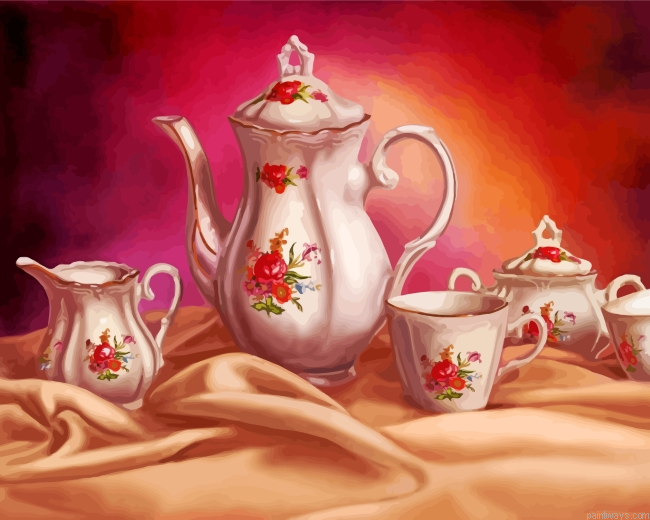 Aesthetic Tea Set Painting By Numbers.png