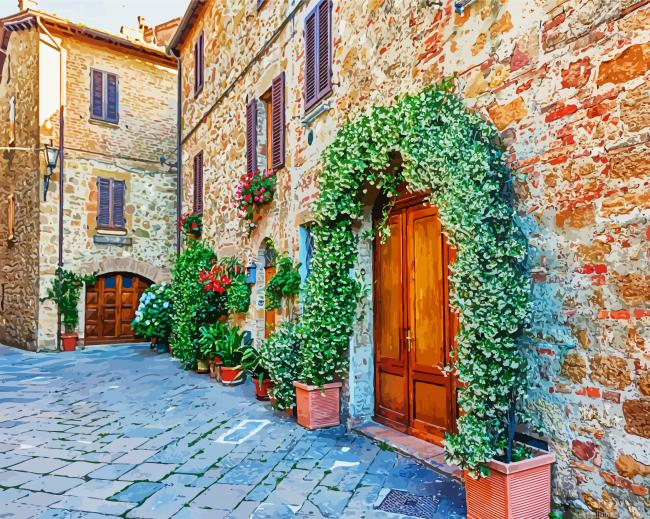 Aesthetic Tuscany Houses Painting By Numberss.png
