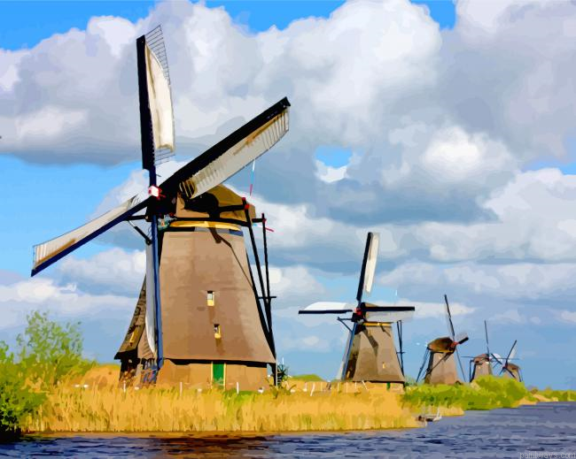 Aesthetic Windmills Painting By Numberss.png
