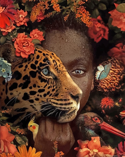 African Woman Tiger New Painting By Numbers.png