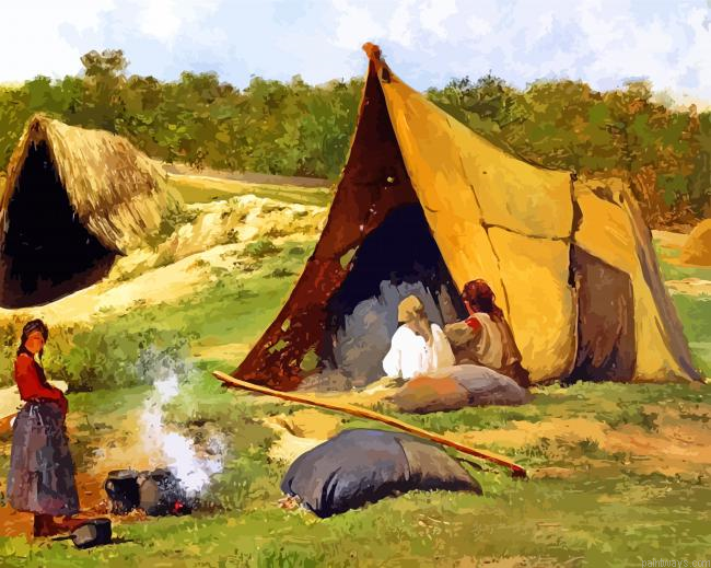 Albert Bierstadt Indian Camp Painting By Numberss.png