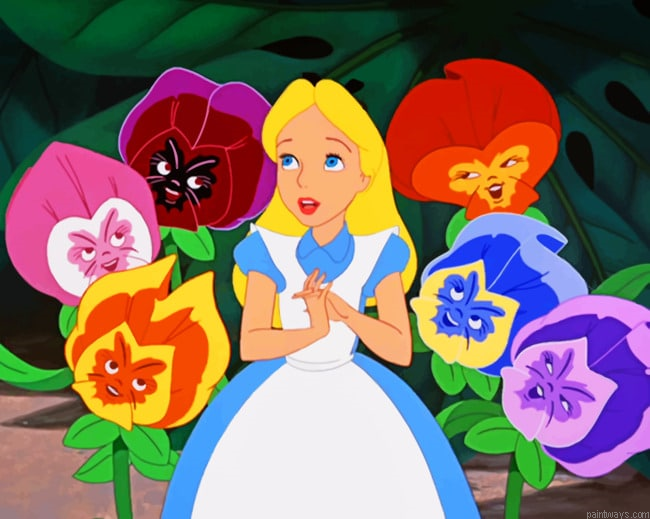 Alice With Talking Flowers Animations Painting By Numberss.png