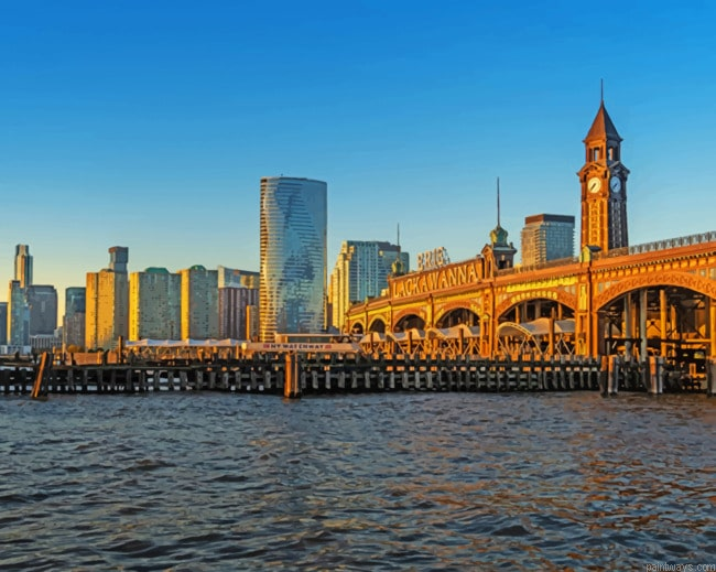 American Skyscrapers On The Coast Seascapes Painting By Numberss.png