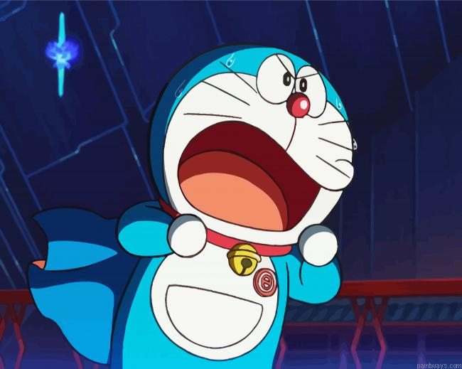 Angry Doraemon Cat Painting By Numberss.png