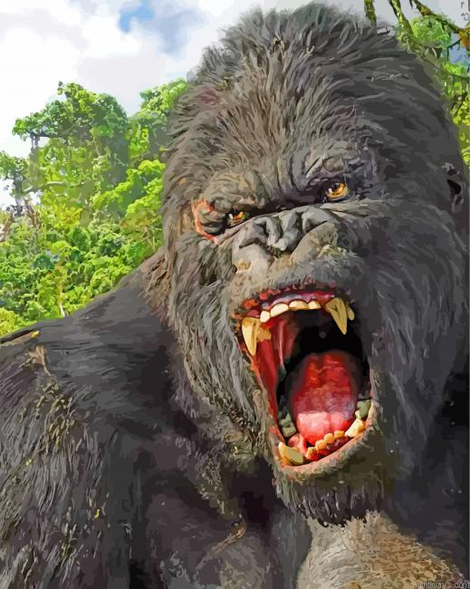 Angry King Kong Monkey Painting By Numberss.png