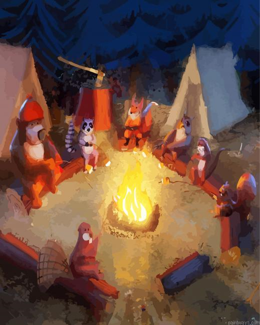 Animals Campfire Painting By Numberss.png