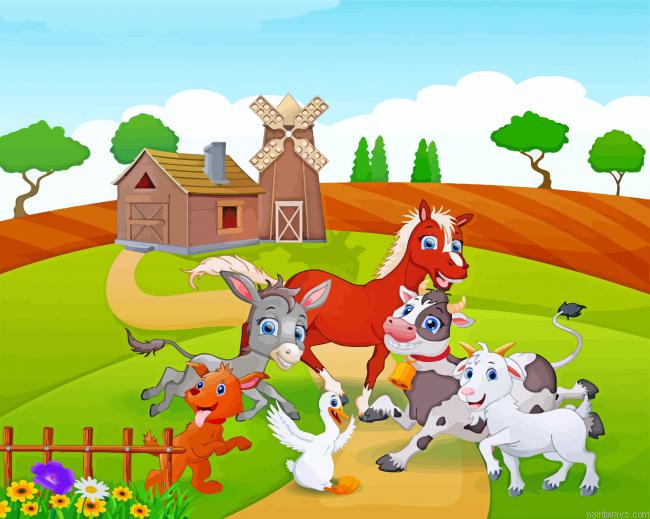 Animals Playing Together Painting By Numberss.png