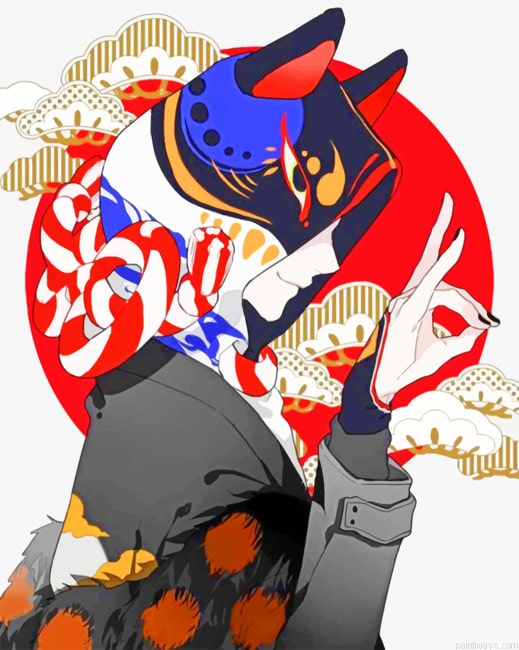 Anime Boy Samurai Art Animations Painting By Numberss.png