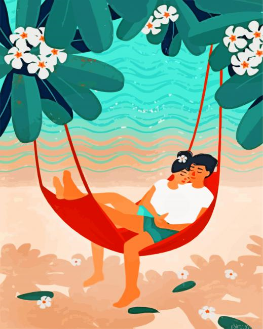 Anime Couple In Hammock Painting By Numbers.png