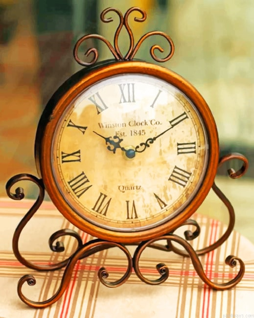 Antique Clock Painting By Numberss.png