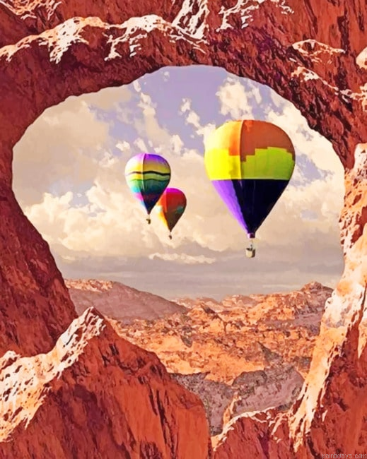 Arches National Park And Air Balloons Landscapes Painting By Numberss.png