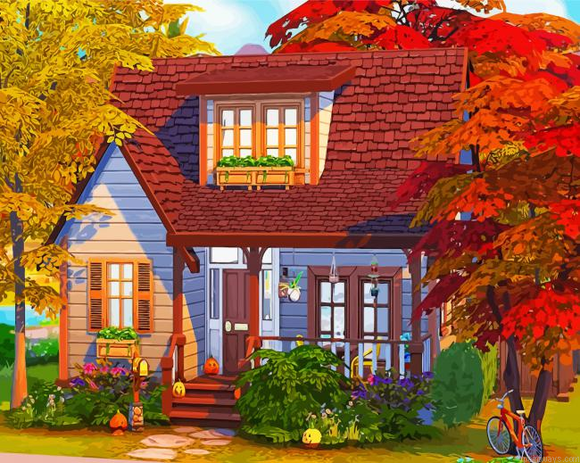 Autumn House Painting By Numbers.png