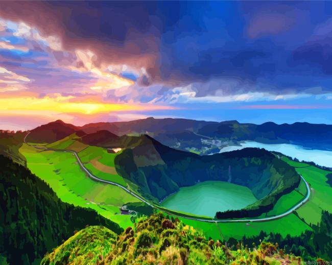 Azores Landscape At Sunset Painting By Numberss.png